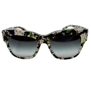 Dolce & Gabbana Floral Print Rectangle Sunglasses w/ matching case
